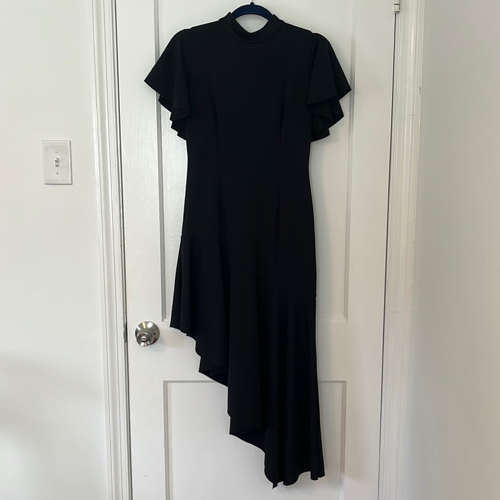 ASOS mock turtle neck open back high low formal dress